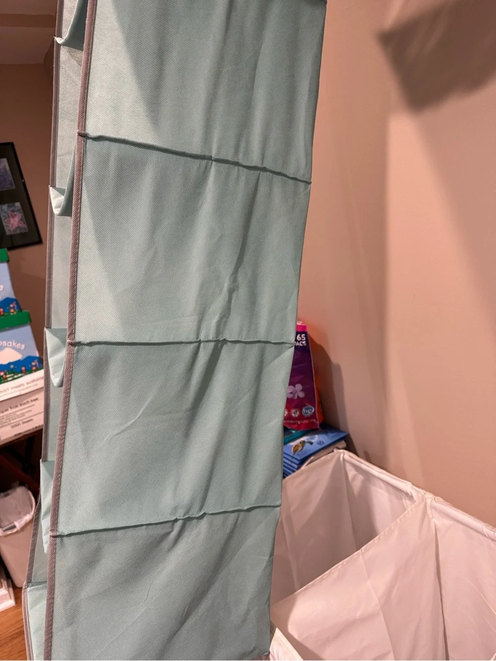 Fabric Hanging Organizer - Teal Over-the-Rod Storage